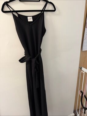 Olivia Rae Black Ribbed Maxi with Waist Tie